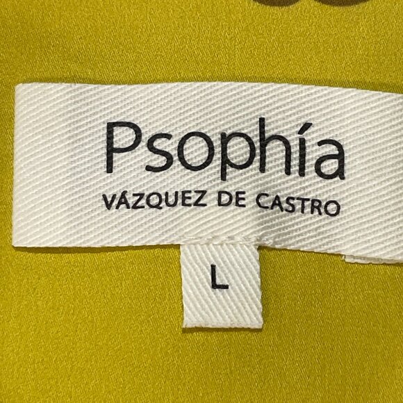 Psophia (Vazquez de Castro) Rare Find Button Down Tropical Blouse, Yellow - L - Picture 8 of 11